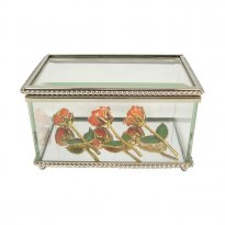 3 Mini 24k Gold Roses in Glass Museum Case