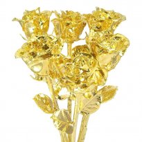 Half Dozen 17" Real Roses Dipped in 24k Gold