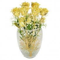 50th Anniversary Gift: 6 Gold Roses Tree of Life Vase