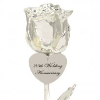 11" Personalized Silver Rose: 25th Anniversary Gift