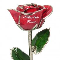 11" Personalized Silver Trimmed Rose