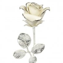 White Capodimonte Porcelain Rose: Platinum Trim
