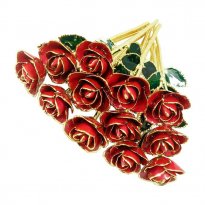 24k Gold Trimmed Roses: 1 Dozen 11" Rose Bouquet