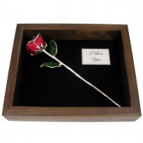 11" Silver Trimmed Rose in Personalized Shadow Box