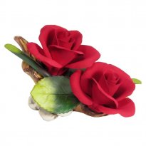 Two Red Anniversary Capodimonte Porcelain Roses