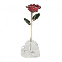 11" Platinum Rose in Personalized Anniversary Heart Vase