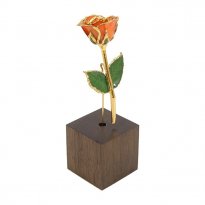 Mini 24k Gold Rose in Stand: 3" Peach Rose