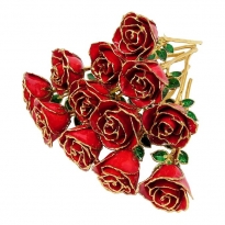 24k Gold Trimmed Roses: 1 Dozen 8" Rose Bouquet