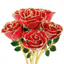 24k Gold Trimmed Roses: Half Dozen 8"  Rose Bouquet