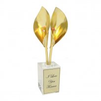 2 Heirloom Birthstone Calla Lilies in Personalized Vase