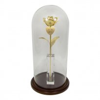 Heirloom Rose and Vase In Glass Dome