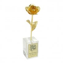 24k Gold Heirloom Rose in Personalized Vase