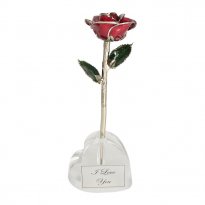 25th Anniversary Gift: 11" Silver Trim Rose in Heart Vase