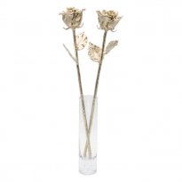 Two 17" 20th Anniversary Platinum Dipped Roses in Vase