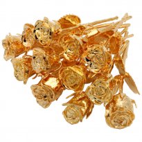 8" 24k Gold Plated Rose Bouquet: 12 Roses
