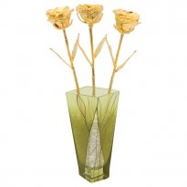 Past, Present, Future 14" Gold Roses in Evergreen Vase