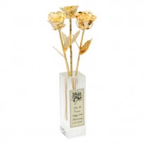3 14" Gold 50th Anniversary Roses in Personalized Vase