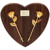 Personalized 50th Anniversary 11" Gold Dipped Roses on Heart Plaque