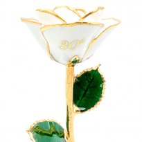 30th Anniversary Gift: Personalized Diamond White Rose