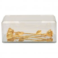 50th Anniversary Gift: 3 24k Gold Roses in Museum Case