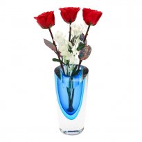 Past, Present, and Future 11" Copper Roses in Azure Vase