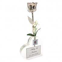 8" Personalized Wedding Rose & Video, Photo QR Code Heart Vase