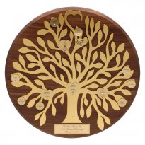 Gold Engraved Family Tree Round Plaque 50th Anniversary Gift