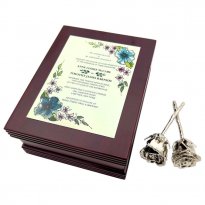 Two 4" Dipped Roses in Engraved Wedding Invitation Box