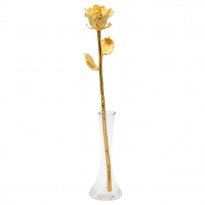 17" Fully Gold Dipped Rose in Eiffel Tower Vase
