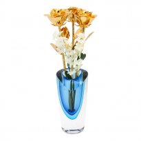 Past, Present, Future 11" 24k Gold Roses in Azure Vase