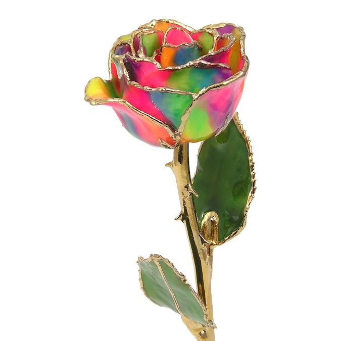 24k Gold Trimmed 11" Love's on Fire Rose Gift