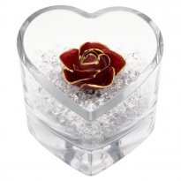 Preserved Rose Bloom in Crystal Heart Bowl