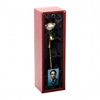 Personalized Memorial Rose in Rosewood Case with Photo