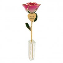 Personalized Valentine's Day 11" Dipped Rose in Vase