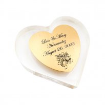 Personalized Wedding Gift: Heart Paperweight with Bells