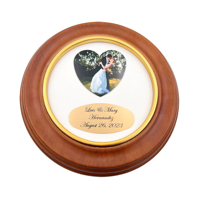 9" Round Engraved Wedding Photo Frame