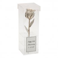 8" Platinum Rose in Personalized 20th Anniversary Case