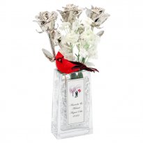 20th Anniversary Gift: 3 Platinum Roses in Personalized Vase
