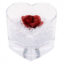 Heirloom Red Rose in Crystal Heart Bowl