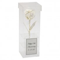 8" Silver Rose in Personalized 25th Anniversary Case