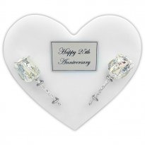 Personalized 25th Anniversary Gift: Silver Roses on Heart Plaque