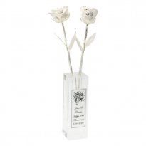 2 14" 25th Anniversary Silver Roses in Personalized Vase