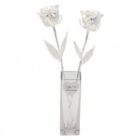 2 Silver Dipped Roses in Personalized Promise Vase