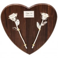 11" Silver Roses on Personalized 25th Anniversary Heart Plaque