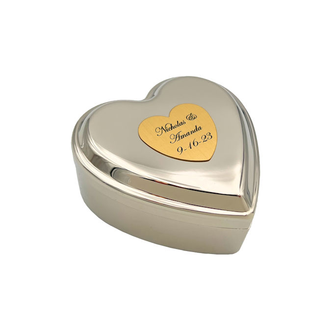 Personalized Wedding Gift: Silver Heart Cherish Box