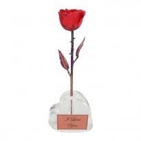 11" Copper Rose 7th Anniversary Gift in Heart Vase