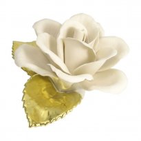Capodimonte Porcelain Rose with Gold Leaves