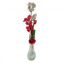 17" Dipped Christmas Rose in Preserved Rose Vase