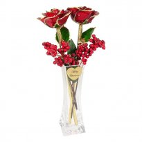 Two Preserved Christmas Roses in Personalized Vase