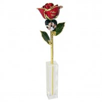 Personalized Rose in 5" Vase with Engraved Photo